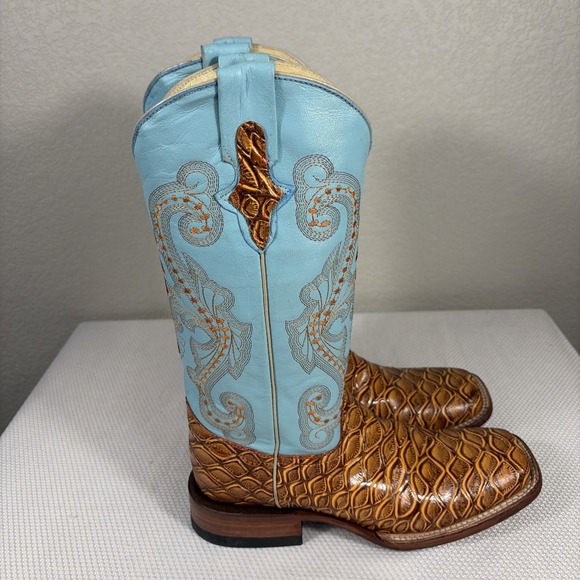 Ferrini Mens Print Cognac Leather Cowboy Boots Style: 9239302080B XCELL - Picture 2 of 15